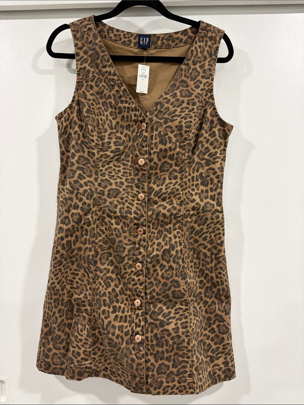 GAP Brown Leopard-Print Button-Front Dress
